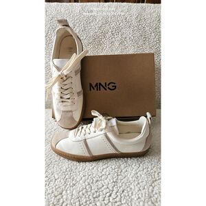 Mango (MNG) Contrast Panel Sport Sneakers Tan Women's Size 7.5